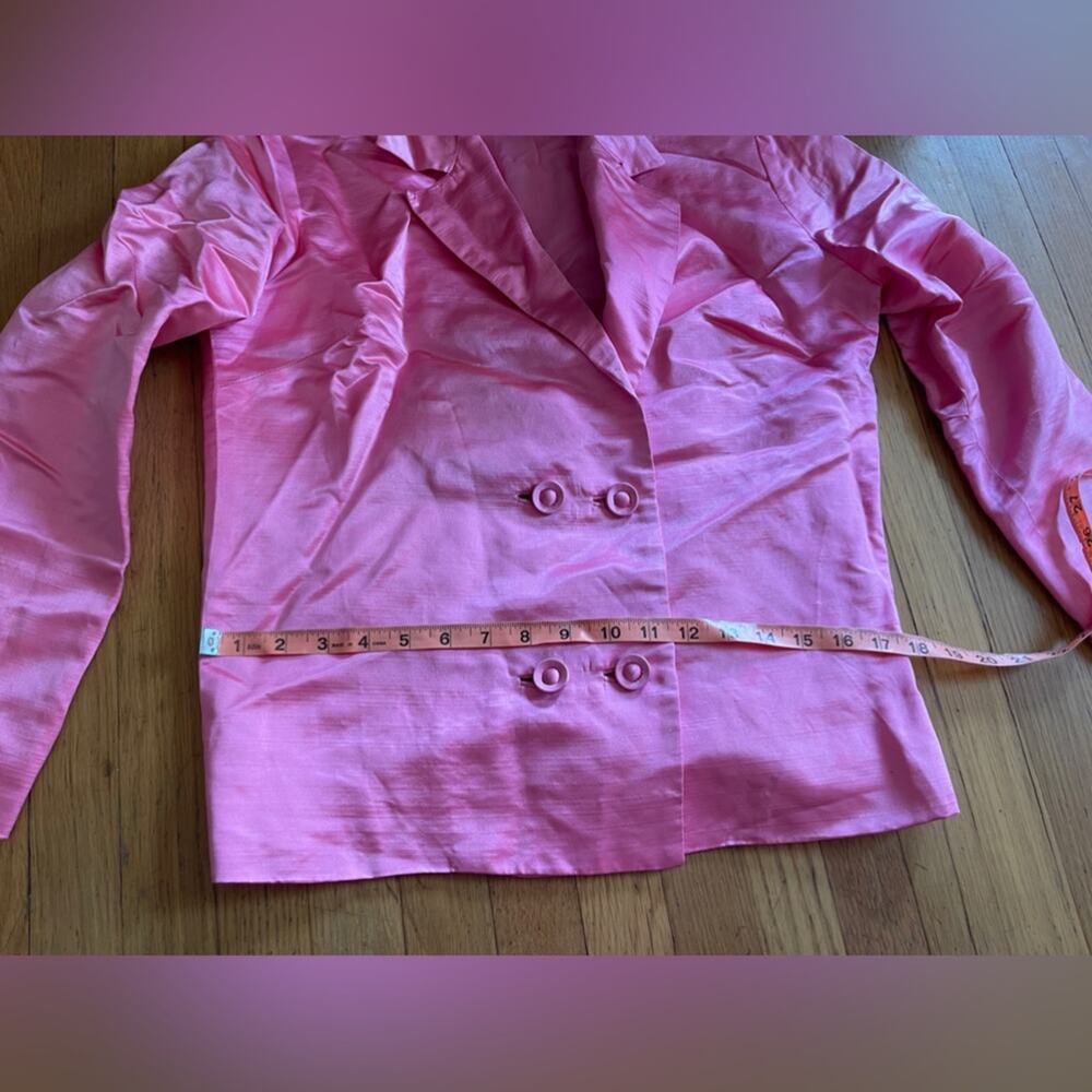 60s Vintage Pink Silk Double Breasted Blazer - Picture 6 of 7